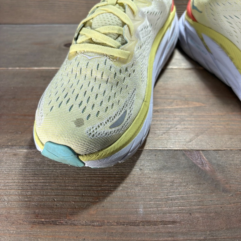 Hoka Clifton 8 Womens size 11 shoes Yellow Mesh Lace Up Cushioned running shoes - Picture 9 of 11